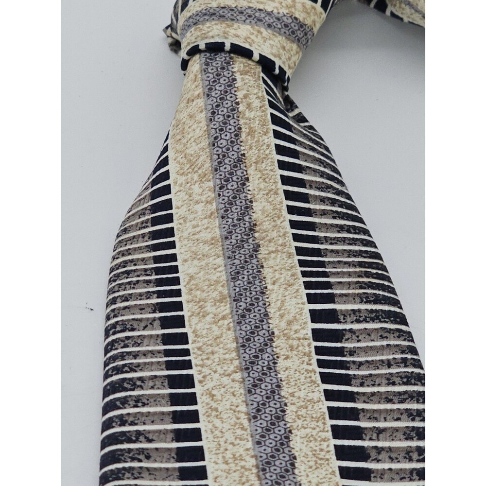 Museo Art Deco Silk Handmade Necktie Modern Linear Symmetry Striped Hand Made